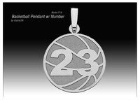Basketball Pendant w/Number