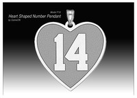 Heart Pendant Charm w/Number