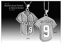 Baseball Jersey Pendant w/Name & Number